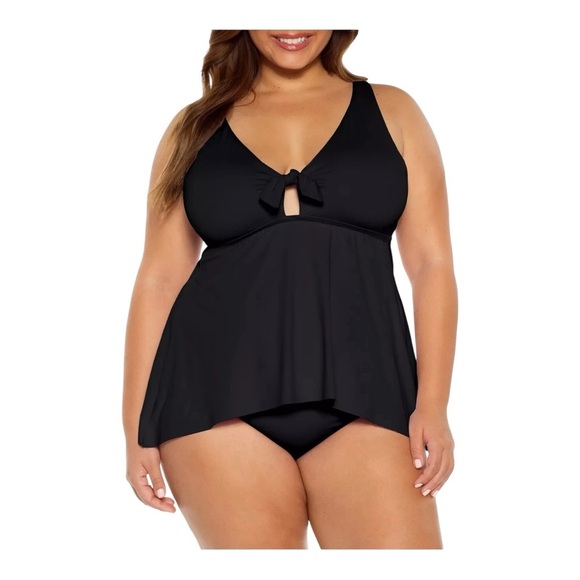 Becca Color Code Keyhole Tankini Swim Top in black NWT - Picture 1 of 5